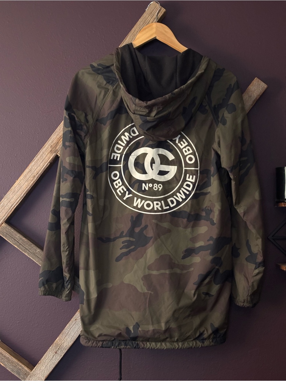 Obey Camo Hooded Windbreaker - Green & Black